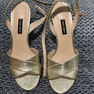 Nine West Metallic Gold Heels
